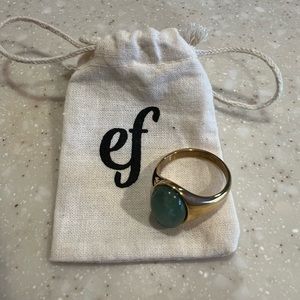 Elevated Faith Gold ring with Green gem. 316 stainless steel. Women Size 8